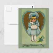 klein meisje in blauwe Valentijn Briefkaart (Voorkant / Achterkant)