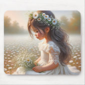 Klein meisje in Daisy Field Muismat (Voorkant)