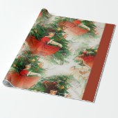  klein meisje in de Rode Dress- en kerstboom Cadeaupapier (Uitgerold)