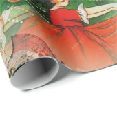  klein meisje in de Rode Dress- en kerstboom Cadeaupapier (Rol Hoek)