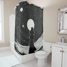 Klein meisje in de ruimte | Zwart-witte Cartoon