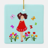 Klein meisje in de tuin keramisch ornament (Achterkant)