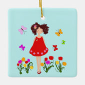 Klein meisje in de tuin keramisch ornament (Voorkant)