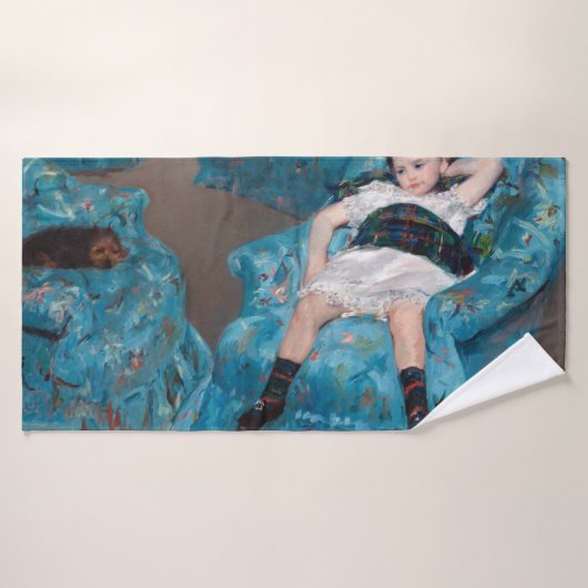 Klein meisje in een blauwe stoel, Cassatt Badhanddoek (Badhanddoek)