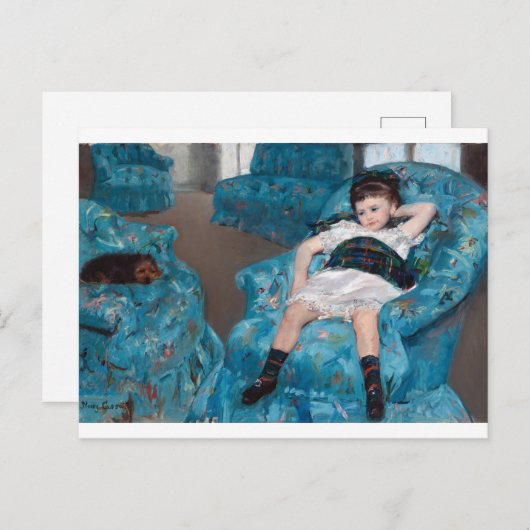 Klein meisje in een blauwe stoel, Cassatt Briefkaart (Voorkant / Achterkant)