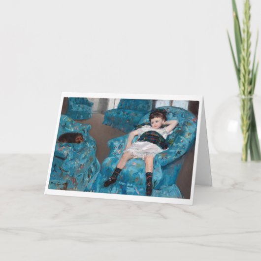 Klein meisje in een blauwe stoel, Cassatt Kaart (Voorkant)