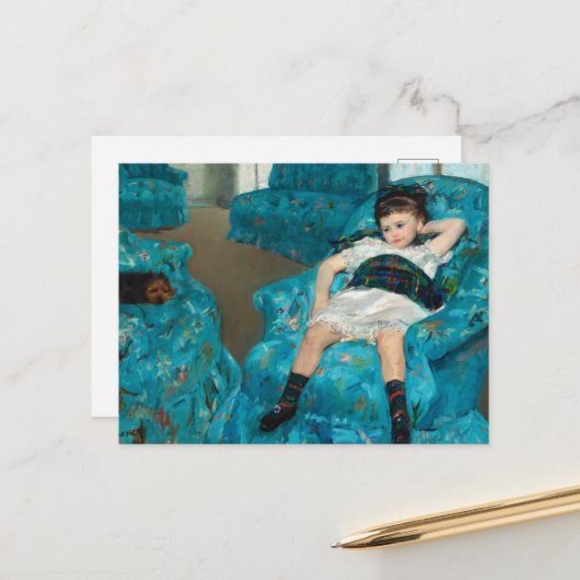 Klein meisje in een blauwe stoel door Mary Cassatt Feestdagenkaart (Voorkant / Achterkant in situ)