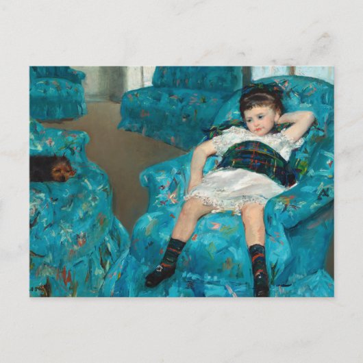 Klein meisje in een blauwe stoel door Mary Cassatt Feestdagenkaart (Voorkant)