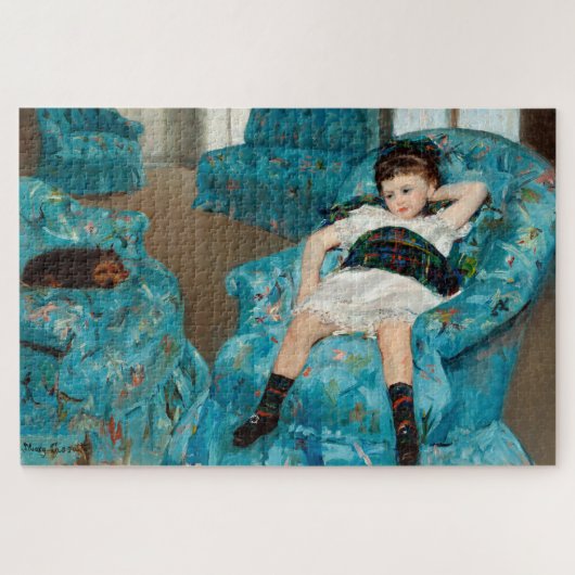 Klein meisje in een blauwe stoel door Mary Cassatt Legpuzzel (Horizontaal)
