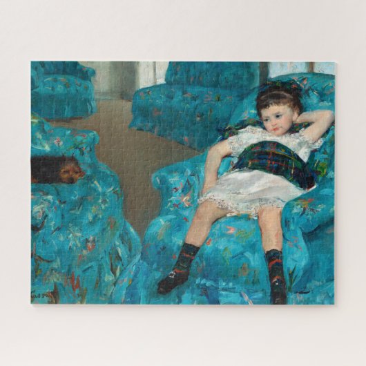 Klein meisje in een blauwe stoel door Mary Cassatt Legpuzzel (Horizontaal)