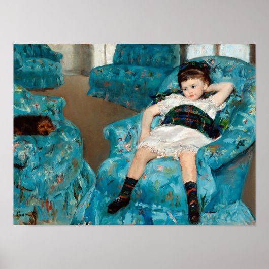 Klein meisje in een blauwe stoel door Mary Cassatt Poster (Voorkant)