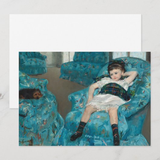 Klein meisje in een blauwe stoel | Mary Cassatt (Voorkant / Achterkant)