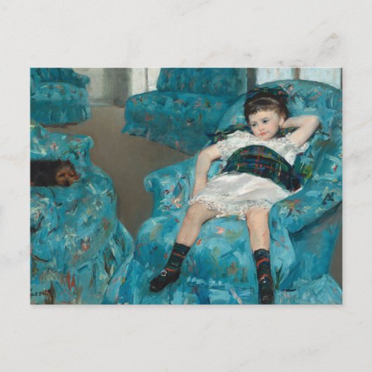 Klein meisje in een blauwe stoel | Mary Cassatt Briefkaart (Voorkant)