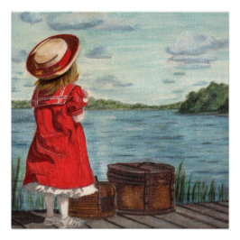 Klein meisje in het rood perfect poster