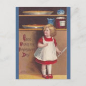  klein meisje in pantry Thanksgiving Briefkaart (Voorkant)