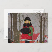 Klein meisje in rode jas briefkaart (Voorkant / Achterkant)