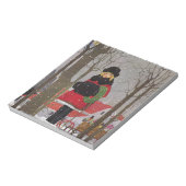 Klein meisje in rode jas notitieblok (Linkerzijde)