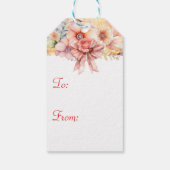 Klein  Meisje in Roze met Kitten Kerst Cadeaulabel (Achterkant)