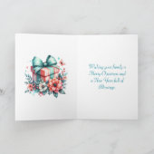 Klein Meisje in Roze met Kitten Kerst Feestdagen Kaart (Binnen)