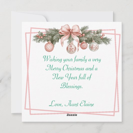 Klein  Meisje in Roze met Kitten Kerst Feestdagenkaart (Achterkant)