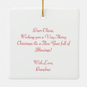 Klein  meisje in roze met Puppies kerst Keramisch Ornament (Achterkant)