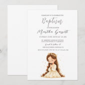 Klein meisje in witte jurk biddend meisje doop kaart (Voorkant / Achterkant)