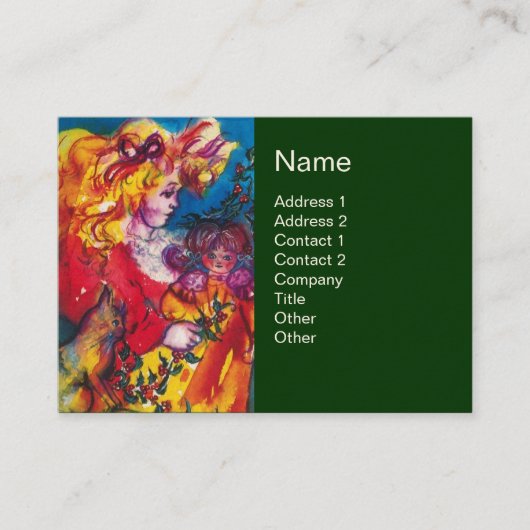 KLEIN MEISJE, KAT EN POP Rood Groen Visitekaartje (Voorkant)