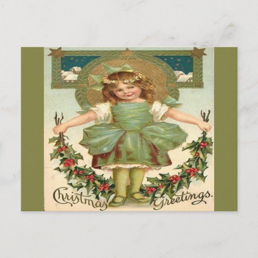  klein meisje kerstgroet feestdagenkaart (Voorkant)