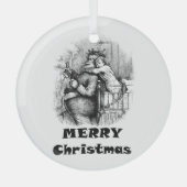 Klein meisje knuffelen sinterklaas kerst kunst glas ornament (Voorkant)