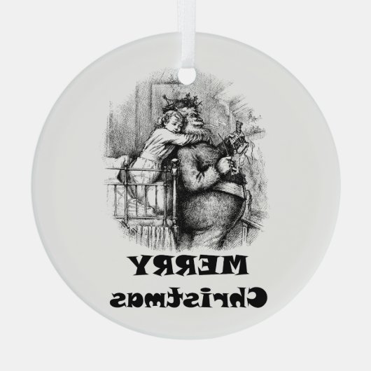 Klein meisje knuffelen sinterklaas kerst kunst glas ornament (Achterkant)