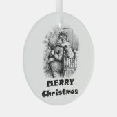 Klein meisje knuffelen sinterklaas kerst kunst glas ornament (Voorkant Rechts)