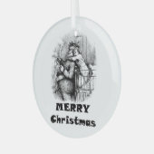 Klein meisje knuffelen sinterklaas kerst kunst glas ornament (Voorkant links)