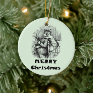 Klein meisje knuffelen sinterklaas kerst kunst keramisch ornament