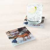 Klein meisje kussen Moose Glazen Onderzetter (Schuin)