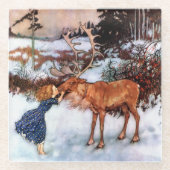 Klein meisje kussen Moose Glazen Onderzetter (Voorkant)