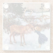 Klein meisje kussen Moose Glazen Onderzetter (Achterkant)