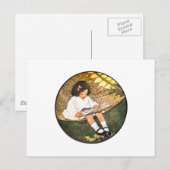 Klein meisje leest in een hammock briefkaart (Voorkant / Achterkant)