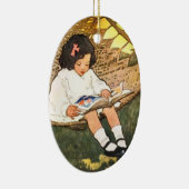 Klein meisje leest in een hammock keramisch ornament (Rechts)
