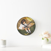 Klein meisje leest in een hammock ronde klok (Huis)