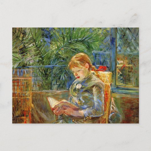 Klein meisje, lezen door Berthe Morisot Briefkaart (Voorkant)