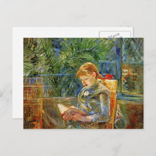 Klein meisje, lezen door Berthe Morisot Briefkaart (Voorkant / Achterkant)
