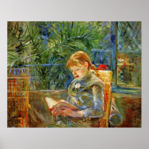 Klein meisje, lezen door Berthe Morisot Poster