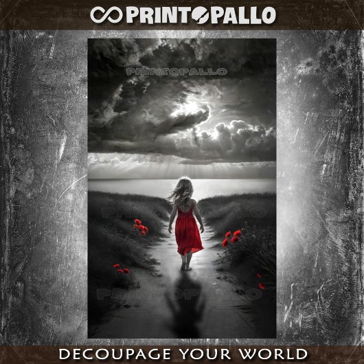 Klein meisje loopt naar de oceaan tissuepapier