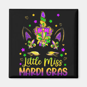 Klein Meisje Mardi Gras Eenhoorn Prinses Schattige Magneet