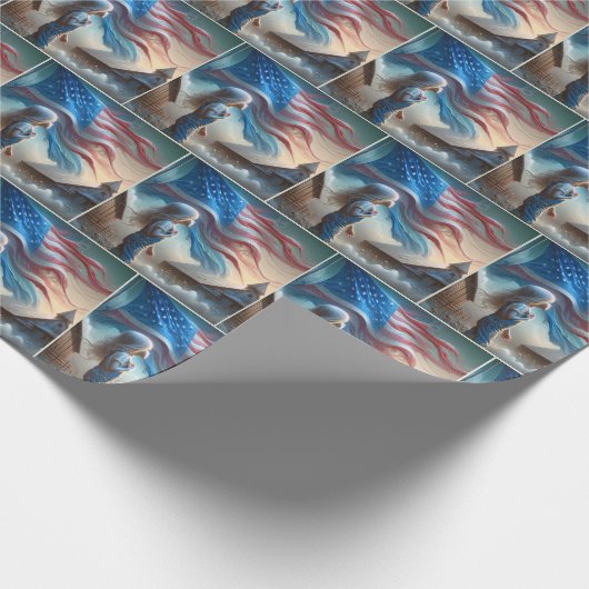 Klein meisje met Amerikaanse vlag Cadeaupapier (Hoek)