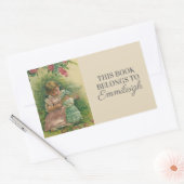  klein meisje met Baby Doll Bookplate Rechthoekige Sticker (Envelop)