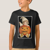 klein meisje met Big Halloween Pumpkin T-shirt (Voorkant)