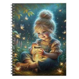 Klein meisje met bliksembugs notitieboek
