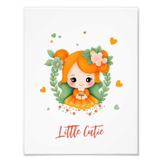 Klein meisje met bloemen foto afdruk (Voorkant)