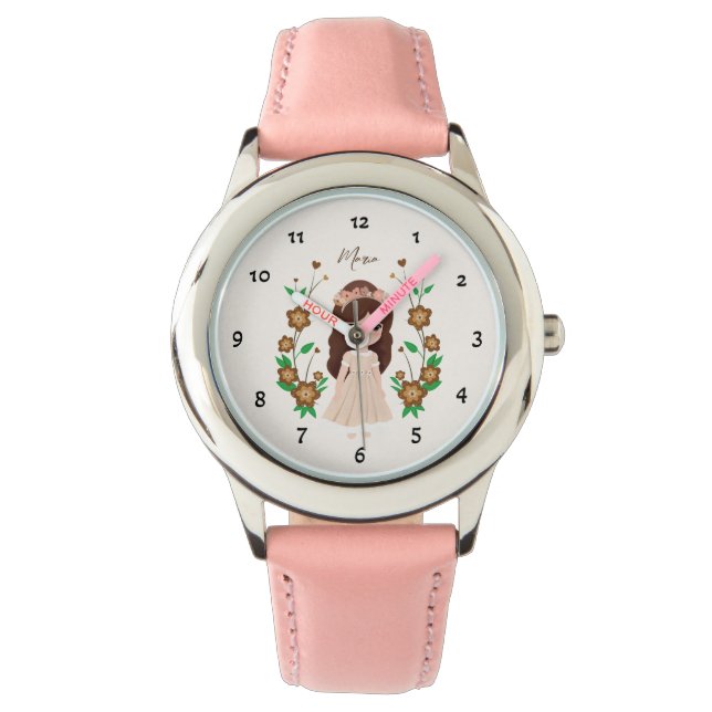 Klein meisje met bloemen horloge (Voorkant)